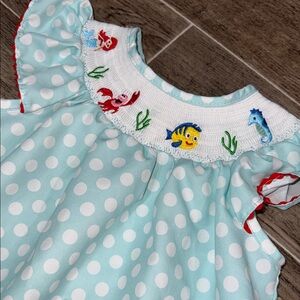 🧜‍♀️ Little Mermaid–Inspired Smocked Dress – Medium (Fits Like 3T) 🧜‍♀️